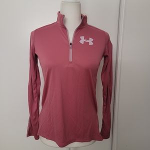 Under Armour Girl's Tech ½ Zip Long Sleeve Pink Shirt - LARGE